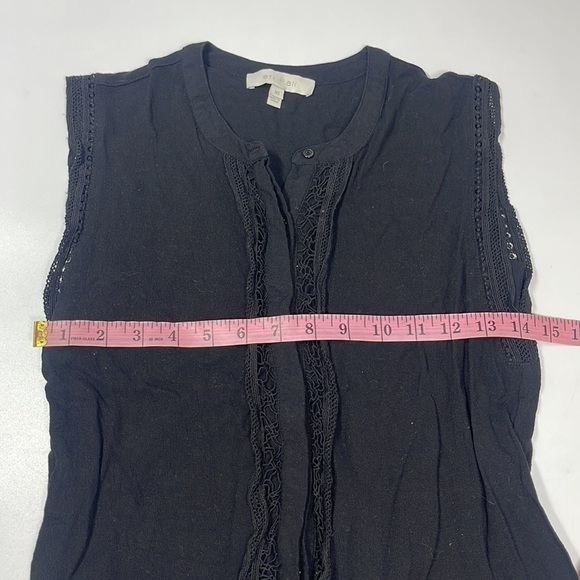 Anthropologie Eri + Ali Black Button Front Crochet Detail Sleeveless Top XS - Picture 10 of 10
